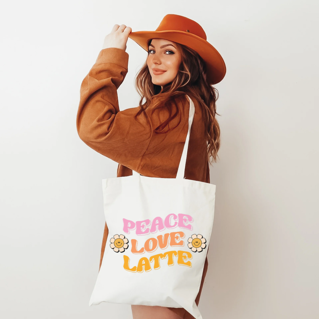 Peace Love Latte Tote Bag