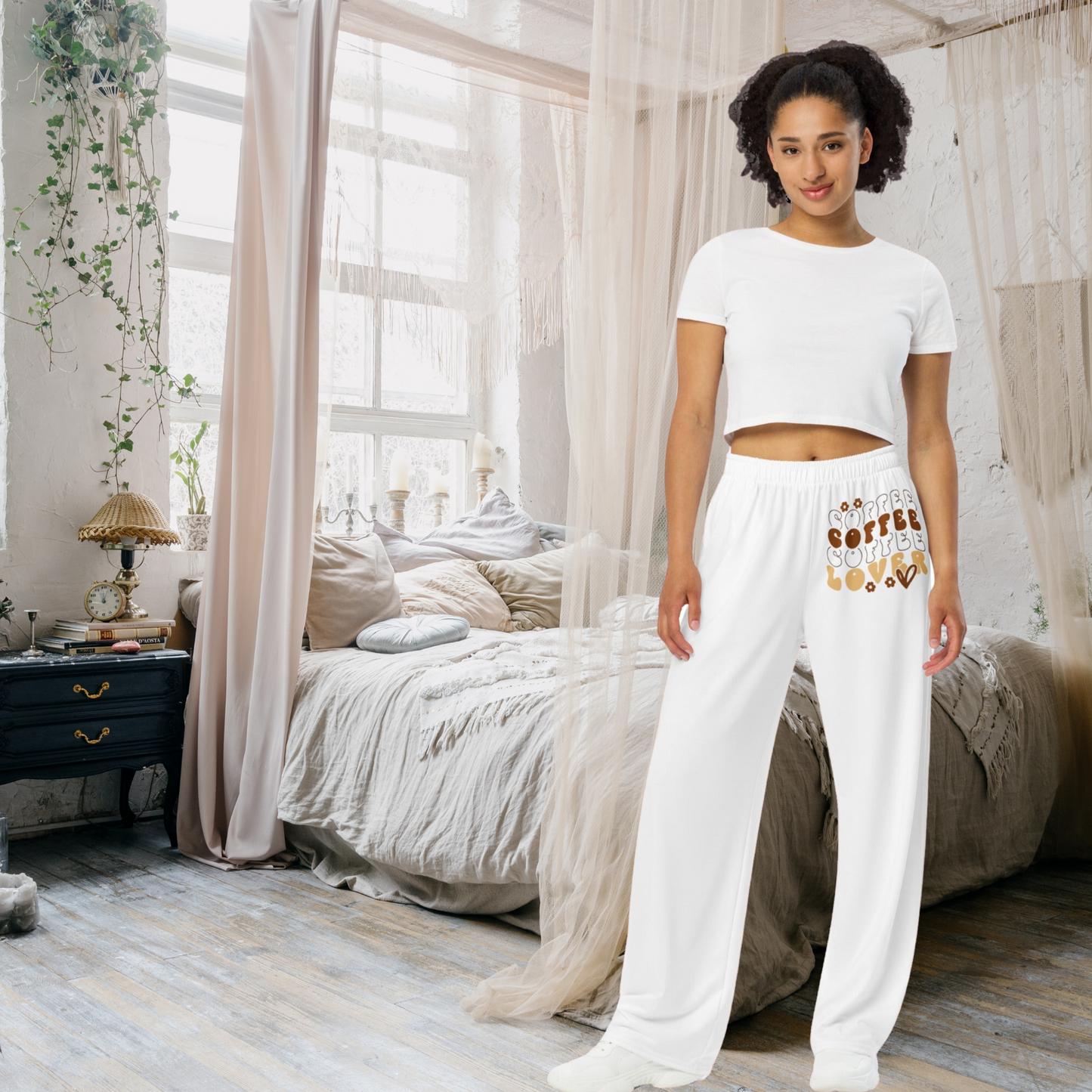 Coffee Lover Wide-Leg Pants